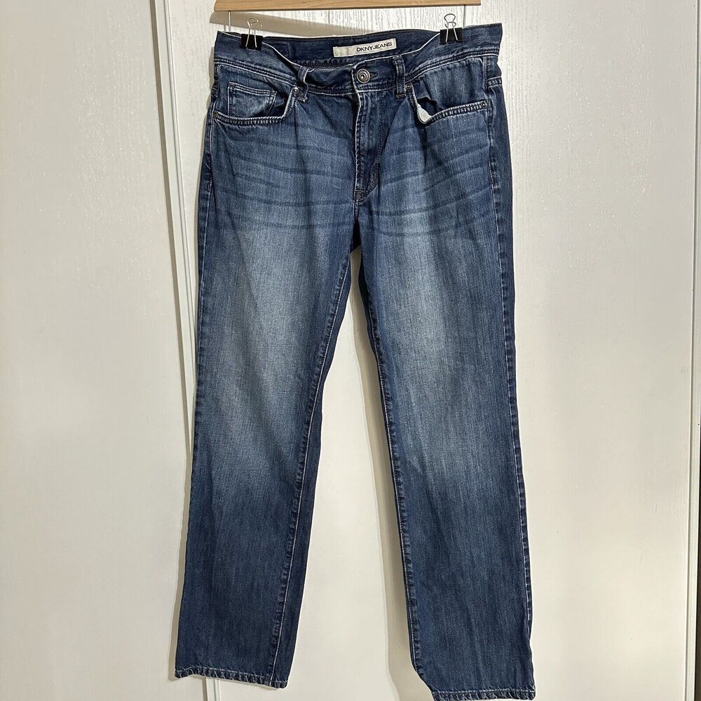 DKNY Men’s Jeans Denim Jeans 32x32 Straight Relaxed Distressed Y2K - Picture 1 of 11